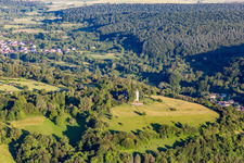 Aerial view of Michael's Chapel in the district Untergrombach in Bruchsal in the state Baden-Wuerttemberg, Germany
