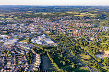 City area with outside districts and inner city area in Bruchsal in the state Baden-Wurttemberg, Germany