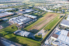 Aerial view of John Deere Proving Ground in Bruchsal in the state Baden-Wuerttemberg, Germany