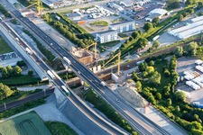 Construction site of the A5 motorway bridge over the railway tracks in the district Karlsdorf in Karlsdorf-Neuthard in the state Baden-Wuerttemberg, Germany