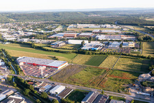 Aerial photograpy of Bauhaus in Bruchsal in the state Baden-Wuerttemberg, Germany