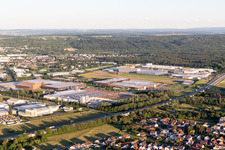 Industrial area on the highway in Bruchsal in the state Baden-Wuerttemberg, Germany