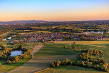 Village view from the north in Leimersheim in the state Rhineland-Palatinate, Germany