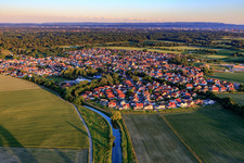 Aerial view of At the Michelsbach from the northwest in Leimersheim in the state Rhineland-Palatinate, Germany