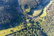 Aerial view of Chateau de Jaegerthal in Niederbronn-les-Bains in the state Bas-Rhin, France