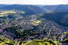 Niederbronn-les-Bains in the state Bas-Rhin, France from the drone perspective