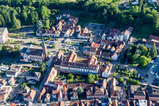 Aerial view of Niederbronn-les-Bains in the state Bas-Rhin, France
