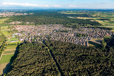 Aerial view of Schweighouse-sur-Moder in the state Bas-Rhin, France