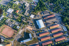 Aerial view of Estienne Quarter in the district Ceinture Forêt Nord in Hagenau in the state Bas-Rhin, France