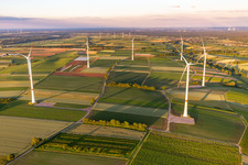 Aerial view of WKA in Freckenfeld in the state Rhineland-Palatinate, Germany