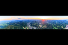 Palatinate Forest Panorama: Queich, Eußer and Dernbach Valleys in the district Queichhambach in Annweiler am Trifels in the state Rhineland-Palatinate, Germany