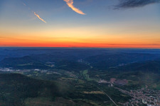 Sunset in the Palatinate Forest above the Queich Valley in Albersweiler in the state Rhineland-Palatinate, Germany