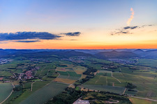 Haardrand of the Palatinate Forest after sunset from the west in Niederhorbach in the state Rhineland-Palatinate, Germany
