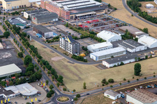 Industrial area Ernst-Minner-Straße with Industrie Anlagenbau Arnstadt GmbH, Stahlbau Wölk & Partner GmbH and Initiative Erfurter Kreuz eV in Arnstadt in the state Thuringia, Germany