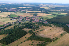 View of the town from the west in the district Gräfenhain in Ohrdruf in the state Thuringia, Germany