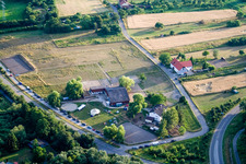 Drone image of Reithof Trab eV therapeutic riding on Lake Constance in the district Wollmatingen in Konstanz in the state Baden-Wuerttemberg, Germany