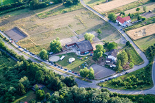 Reithof Trab eV therapeutic riding on Lake Constance in the district Wollmatingen in Konstanz in the state Baden-Wuerttemberg, Germany from a drone
