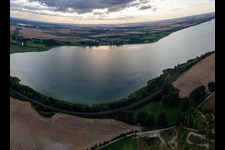 Aerial view of Unteruckersee in the district Seelübbe in Prenzlau in the state Brandenburg, Germany