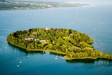 Aerial photograpy of Mainau Island in the district Egg in Konstanz in the state Baden-Wuerttemberg, Germany