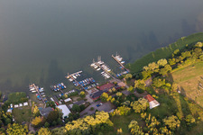 Boat docks of the Prenzlauer Sailing Club eV on the Unteruckersee in Prenzlau in the state Brandenburg, Germany