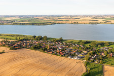 Aerial view of Village view at Unteruckersee in the district Röpersdorf in Nordwestuckermark in the state Brandenburg, Germany