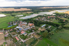 Aerial view of Village view from the northwest at Lake Lanke in the district Seehausen in Oberuckersee in the state Brandenburg, Germany