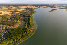 Aerial view of Bathing area Warnitz at Oberuckersee in the district Warnitz in Oberuckersee in the state Brandenburg, Germany