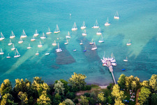 Oblique view of District Litzelstetten in Konstanz in the state Baden-Wuerttemberg, Germany