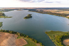 Island in the Oberuckersee from the south in the district Suckow in Flieth-Stegelitz in the state Brandenburg, Germany
