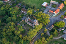 Aerial view of Ruin of the church building of in Flieth-Stegelitz in the state Brandenburg, Germany