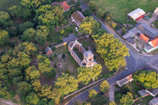 Aerial view of Church ruins Flieth in Flieth-Stegelitz in the state Brandenburg, Germany