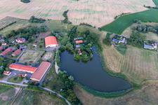 Aerial photograpy of Herrenstein Castle, Spooky Adventure Land in the district Gerswalder Siedlung in Gerswalde in the state Brandenburg, Germany