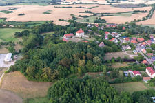 Village view from the west with Fredenwalde estate in the district Groß Fredenwalde in Gerswalde in the state Brandenburg, Germany