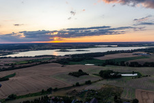 Oberuckersee in the sunset from the southeast in the district Warnitz in Flieth-Stegelitz in the state Brandenburg, Germany