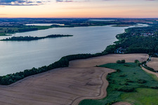 Camping on the banks of the Oberuckersee from the south in the district Warnitz in Oberuckersee in the state Brandenburg, Germany