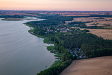 Aerial photograpy of Camping on the banks of the Oberuckersee from the south in the district Warnitz in Oberuckersee in the state Brandenburg, Germany