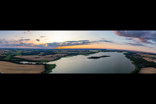 Panorama Oberuckersee in the sunset from the south in the district Warnitz in Flieth-Stegelitz in the state Brandenburg, Germany