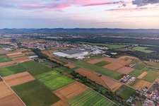 Location and Interpark from the southeast in the morning in Offenbach an der Queich in the state Rhineland-Palatinate, Germany