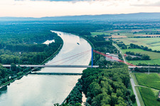 A61 motorway bridge over the Rhine in Hockenheim in the state Baden-Wuerttemberg, Germany