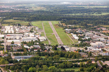 Runway with tarmac terrain of airfield Speyer Ludwigshafen GmbH in Speyer in the state Rhineland-Palatinate, Germany