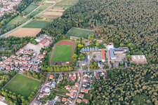 Sports fields and Clemens-Beck-Grundschule in Dudenhofen in the state Rhineland-Palatinate, Germany