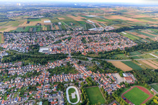 Aerial view of View from the north in Dudenhofen in the state Rhineland-Palatinate, Germany