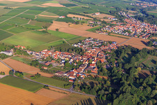Aerial view of From the northeast in the district Mühlhofen in Billigheim-Ingenheim in the state Rhineland-Palatinate, Germany