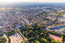 Parking lot at the fairgrounds. Cathedral gardens and marina Speyer in Speyer in the state Rhineland-Palatinate, Germany