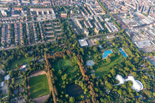 Swimming pool of the Herzogenriedbad in Herzogenriedpark in Mannheim in the state Baden-Wurttemberg, Germany