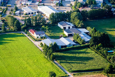 Aerial photograpy of In the Rötzwiesen, farm of the Kerth family in the district Minderslachen in Kandel in the state Rhineland-Palatinate, Germany