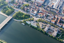 Complex of the hotel building Heidelberg Marriott Hotel on the banks of the river Neckar in the district Bergheim-Ost in Heidelberg in the state Baden-Wurttemberg, Germany