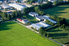 Oblique view of In the Rötzwiesen, farm of the Kerth family in the district Minderslachen in Kandel in the state Rhineland-Palatinate, Germany