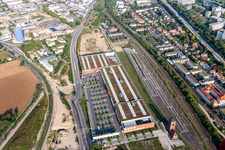 Aerial view of Bauhaus Heidelberg in the district Bahnstadt in Heidelberg in the state Baden-Wuerttemberg, Germany