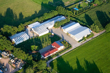 In the Rötzwiesen, farm of the Kerth family in the district Minderslachen in Kandel in the state Rhineland-Palatinate, Germany from a drone